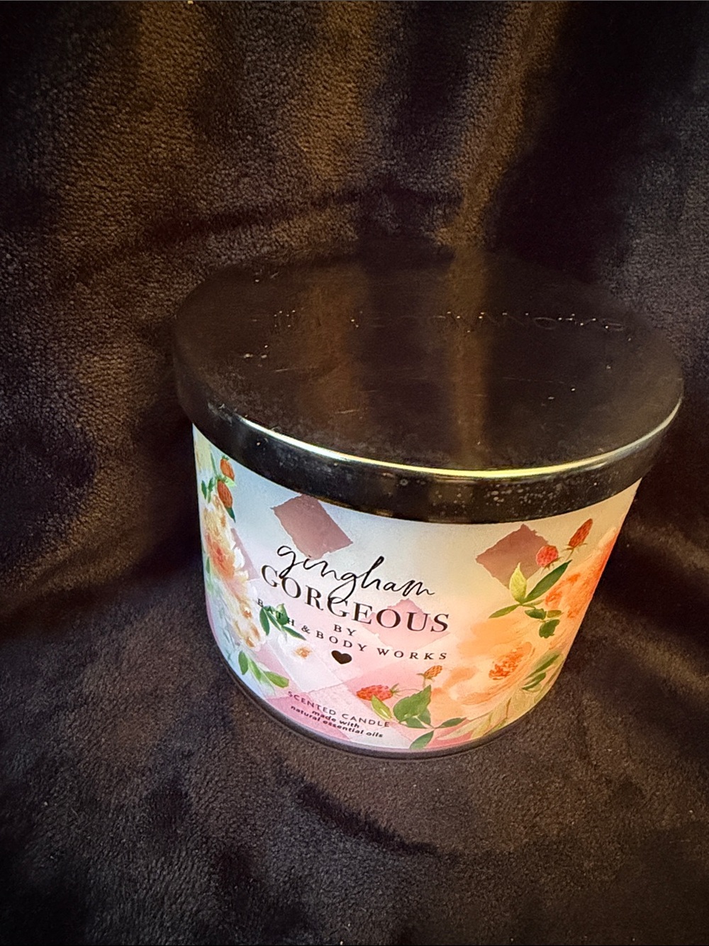 Bath & Body Works Pink Floral Gingham Candle